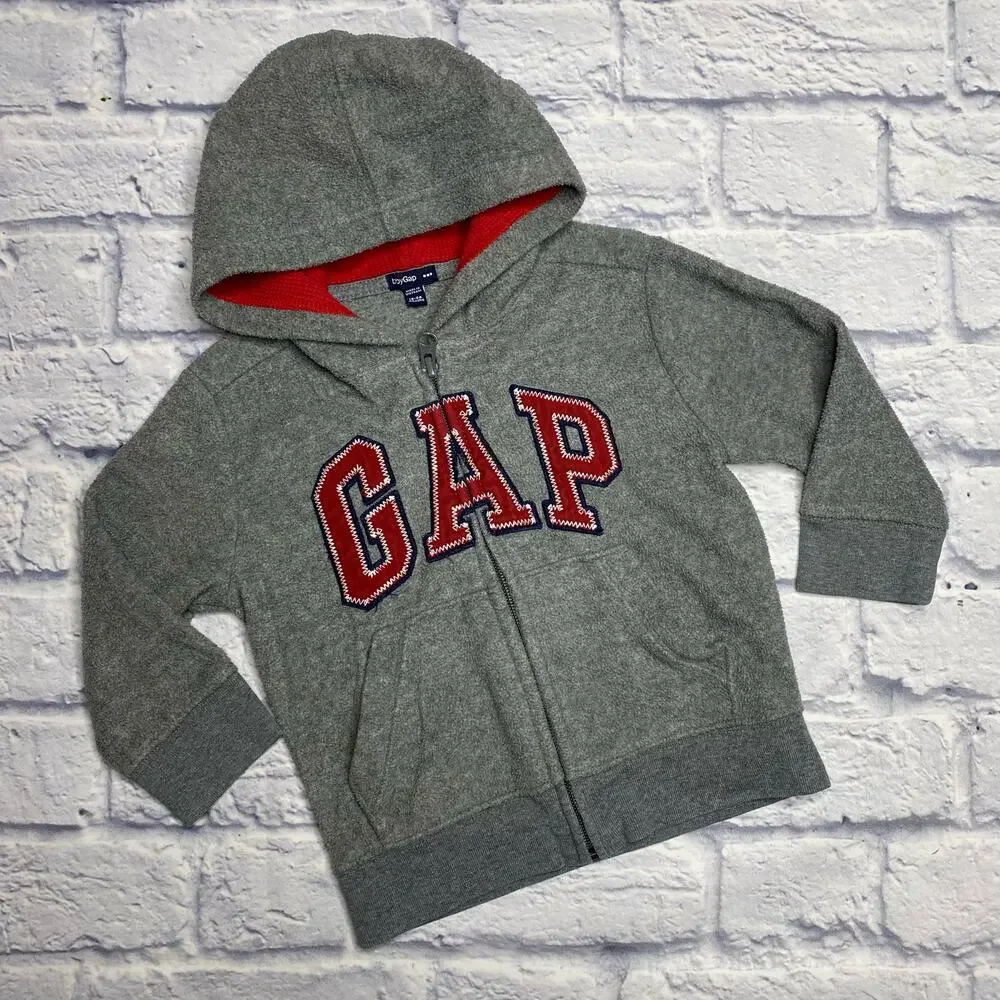 babyGAP Fleece, Hooded  Zip Up in Grey/Red